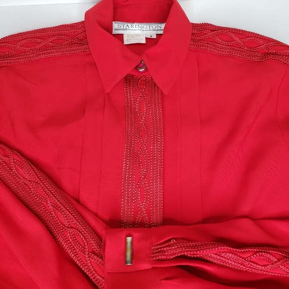 STARINGTON  Red Embroidered Button Blouse - Picture 7 of 15